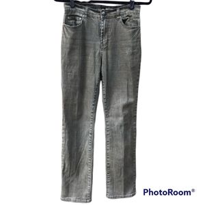 QVC DG2 2 Jeans High Rise Olive Green Stretch Straight Leg by Diane Gilman